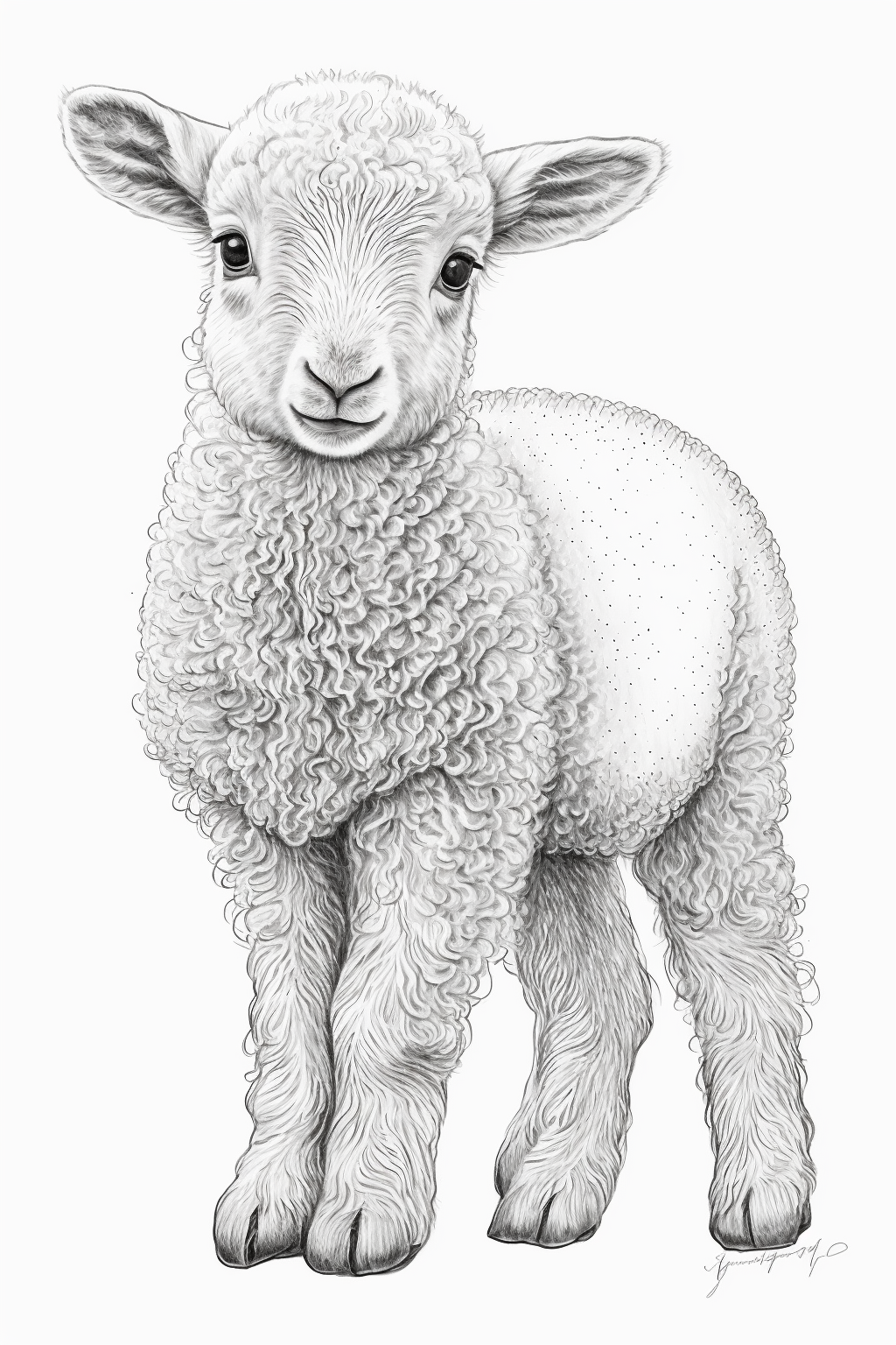 Free Coloring Page of Cute Lamb Sheep for adults and kids – Digital Gummy